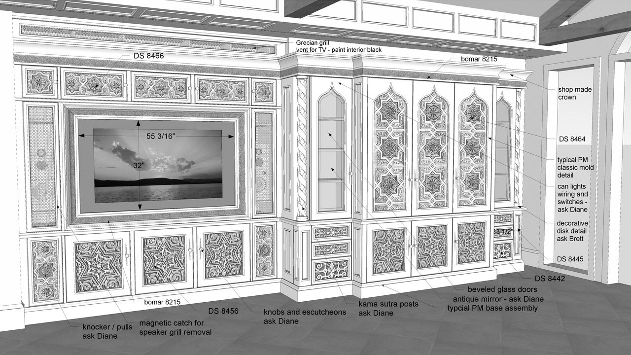 Connect Multiple Components as One - 2008 design by Diane Russell and Katia Bates. Built by Phyllis Morris Originals. Drawing by Christopher Bogush.