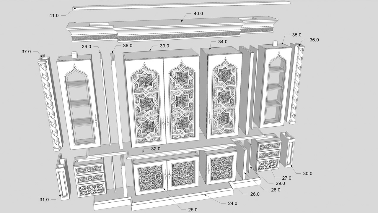 Table of Contents Reference to Components - 2008 design by Diane Russell and Katia Bates. Built by Phyllis Morris Originals. Drawing by Christopher Bogush.