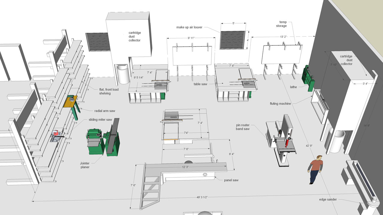 Distancing for Safety of Multiple Workers - 2008 space planning and 3D modelling by Christopher Bogush.