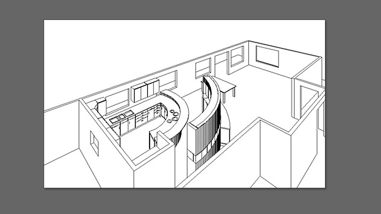 Option 1 - Maximum Work Efficiency - 1998 design and wire-frame 3D model by Christopher Bogush.