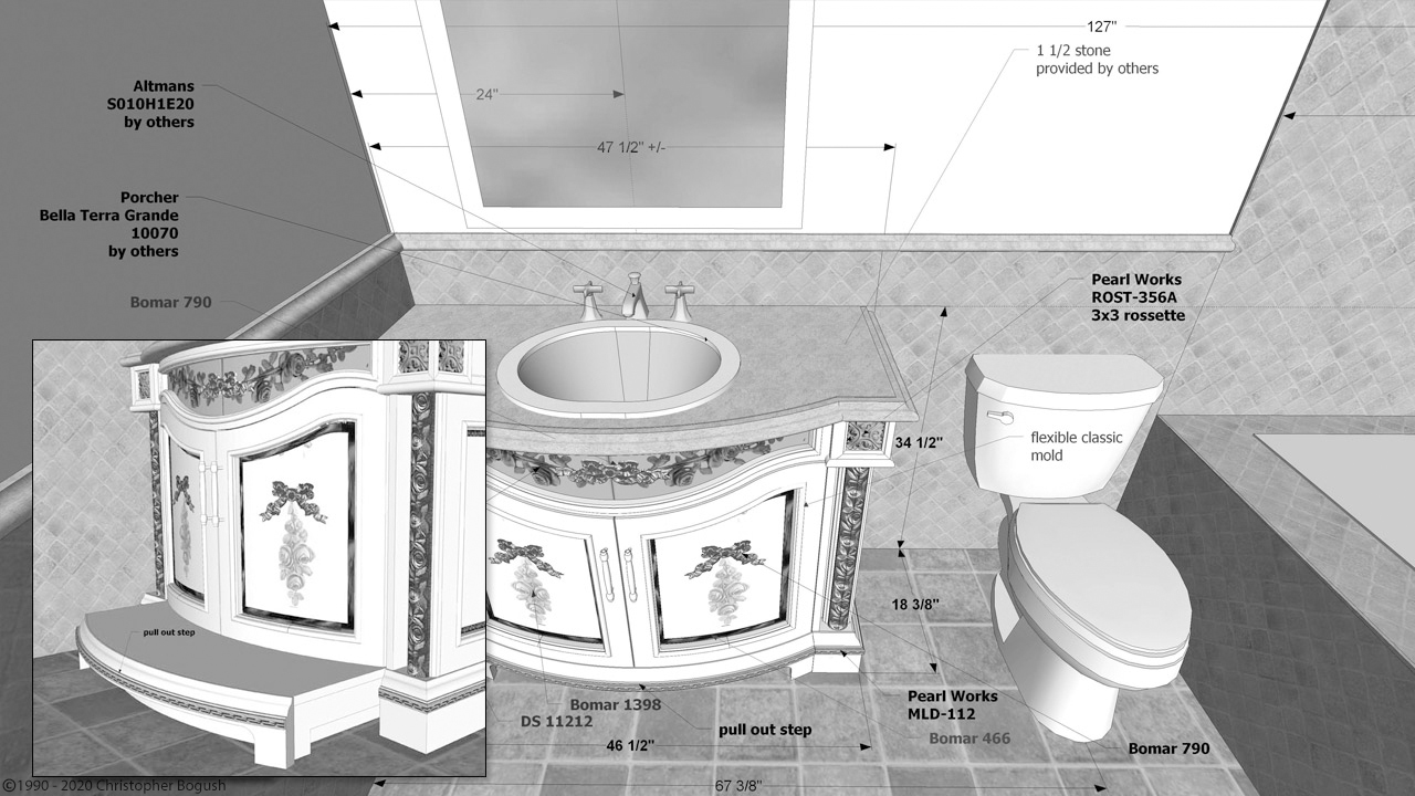 An Ergonomic Solution for a Child's Bath - 2008 Design by Jamie Adler, Diane Russell, Roy Sklarin & Amanda Borinstein. Built by Phyllis Morris Originals. Space planning and  drawings by Christopher Bogush.