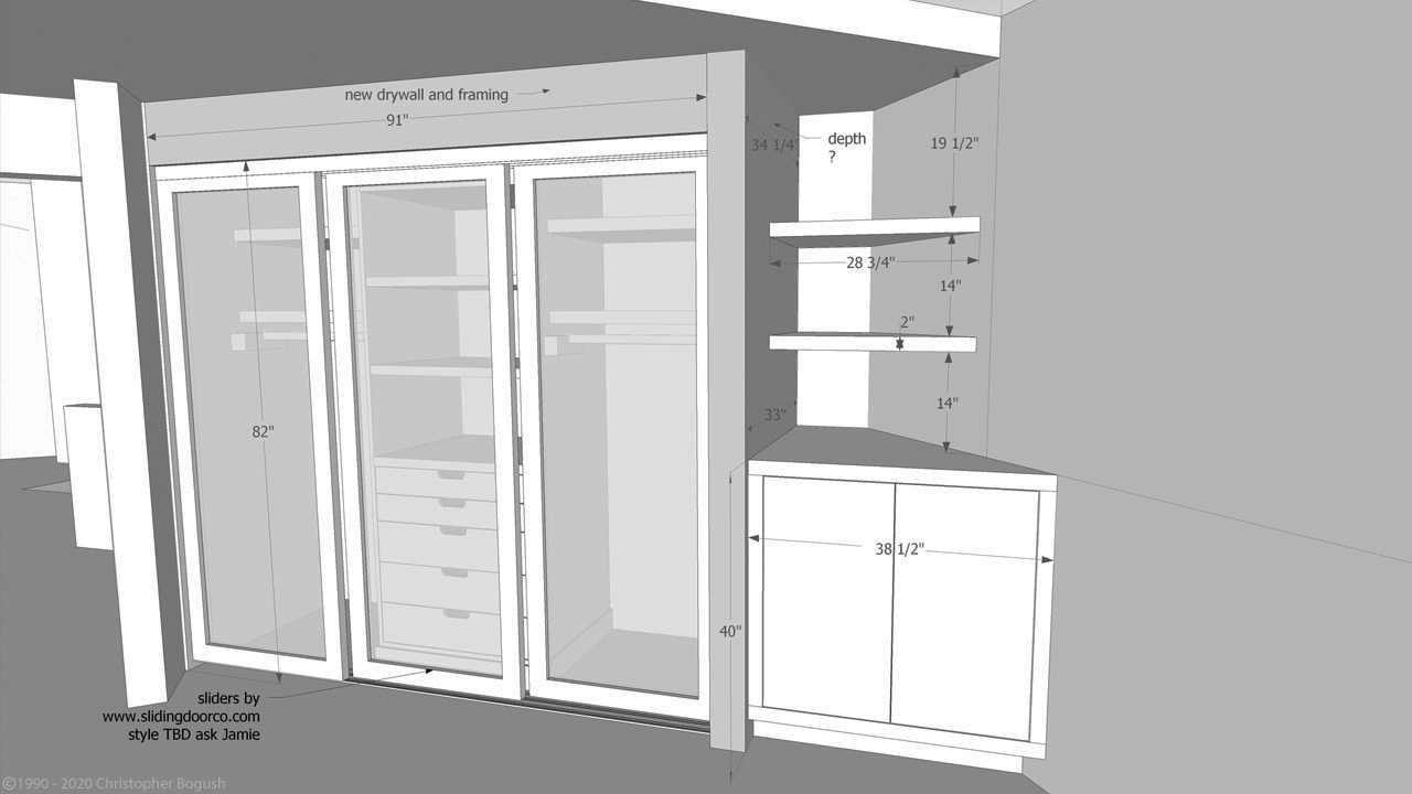 Space planning in non-square rooms - 2008 Design by Jamie Adler and Christopher Bogush. Space planning and drawings by Christopher Bogush.